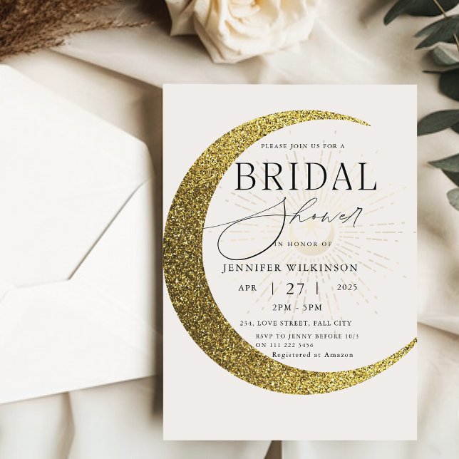 Invitation Lune céleste étoile nuit Fête des mariées mystique (Celestial Moon Starry Night Mystical Bridal Shower Invitation)