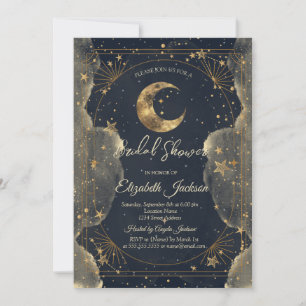 Invitation Lune Céleste Étoiles Nuages Cadre  Enterrement de 