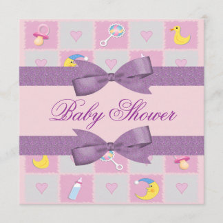 Invitation Lune, Coeurs et jouets pour bébés Baby shower de f