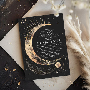 Invitation Lune de nuit étoilée Mystique Anniversaire céleste