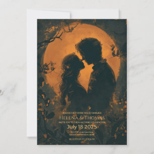 Invitation lune dorée romantique