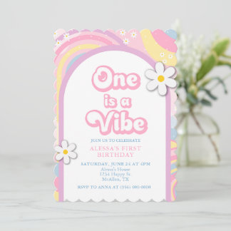 Invitation L'une est Vibe Super, Retro Girl Pastel Colors