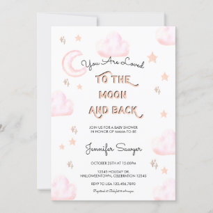 Invitation Lune et étoiles Baby shower Aquarelle moderne