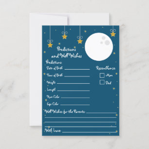 Invitation Lune et étoiles Baby shower Prédictions et bien-ai