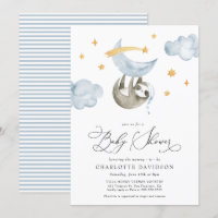 Lune et étoiles Bébé Animal Bleu Baby shower garço