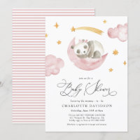 Lune et étoiles Bébé animal rose fille Baby shower