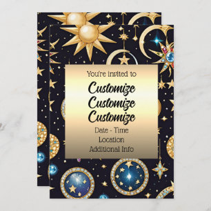 Invitation Lune Et Étoiles Céleste