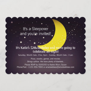 Invitation Lune et étoiles de Sleepover