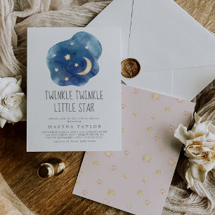 Invitation Lune et étoiles Fille Twinkle Twinkle Little Star