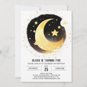 Invitation Lune et étoiles Magique Anniversaire