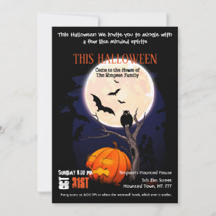 Invitation lune gothique hantée non effrayante fête d'Hallowe