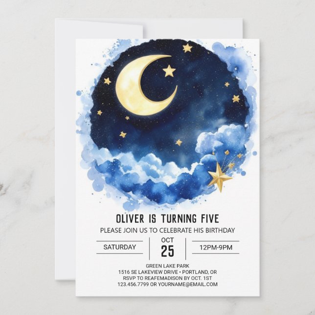 Invitation Lune Magie Enfants Espace Anniversaire (Devant)