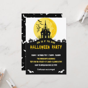 Invitation Lune Maison hantée Éffrayante Halloween Party