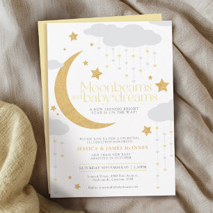 Invitation Lune poutres bébé rêve beurre baby shower jaune