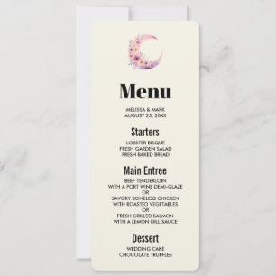 Invitation Lune rose Croissant avec de jolies fleurs