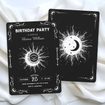 Lune soleil tarot céleste noir blanc anniversaire