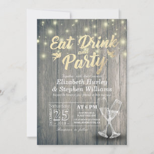 Invitation Lunettes de Champagne Bois Manger Boire et Mariage