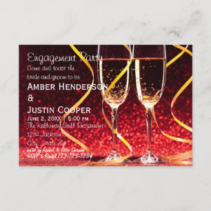 Invitation Lunettes de Champagne Photo - Partie d'engagement