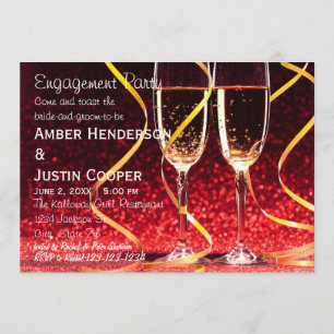 Invitation Lunettes de Champagne Photo - Partie d'engagement