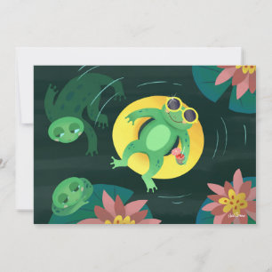 Invitation Lunettes de soleil jaunes de grenouille de natatio