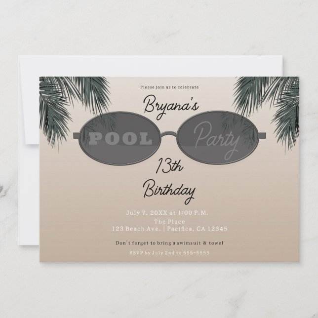 Invitation Lunettes de soleil ovales pour la fête au bord de  (Devant)