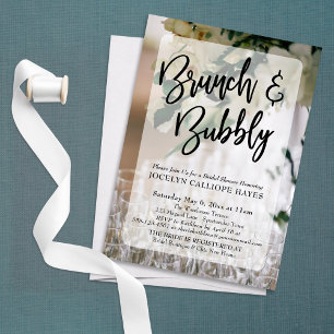 Invitation Lunettes Fleurs Photo Brunch & Bubbly écriture man