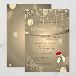 Invitation Lunettes, Santa Hat, Confetti SociétéFête de Noël