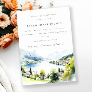 Invitation Lungern Suisse Aquarelle Baby Shower