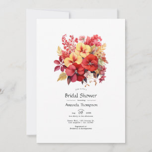 Invitation Luscieux Fête des mariées de fleurs rouges