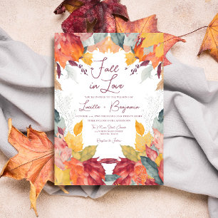 Invitation Lush Fall in Love Watercolor Feuille Mariage