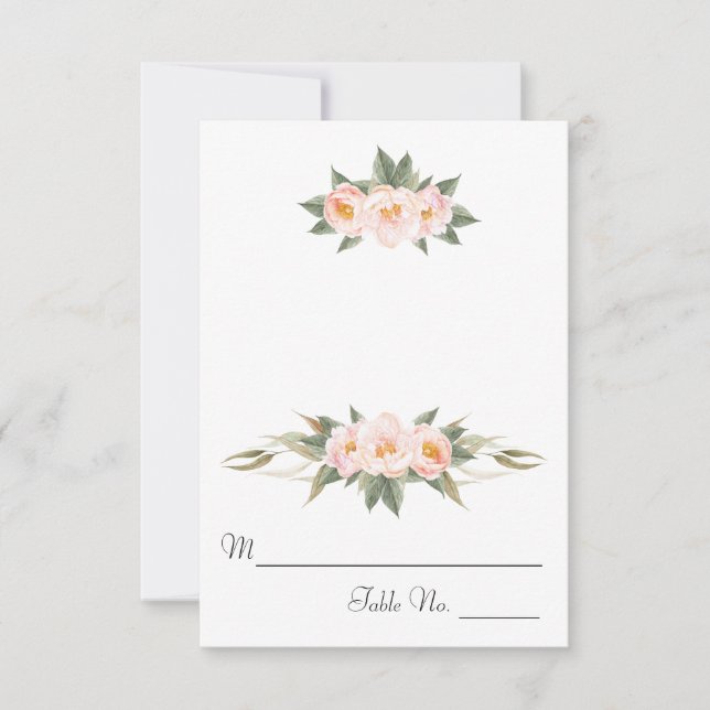 Invitation Lush Peonies Roses Escort Floral (Devant)