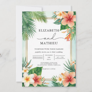 Invitation Lush Tropical Bloom Arch Mariage