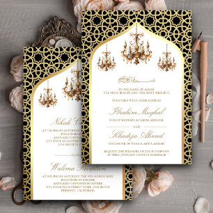 Invitation Lustre Antique Noir Or Mariage Musulman 