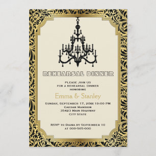 Invitation Lustre Art déco mariage de répétition or dîner
