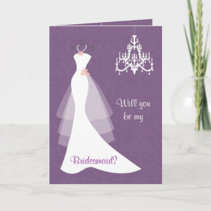 Invitation Lustre blanc mariage de robe sur Bridesmaid violet