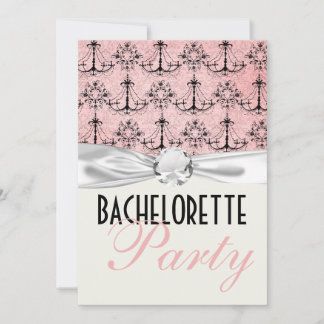 Invitation lustre damassé rose noir pour enterrement de vie d