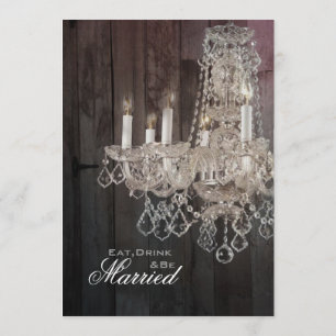 Invitation lustre en bois de grange mariage Répétition Dîner