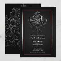 Lustre Épouvantable Gris Noir Rouge Mariage Gothiq