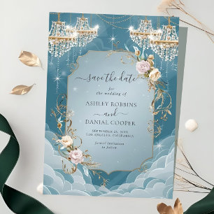 Invitation Lustre Étincelant Floral Lavish Enregistrer La Dat