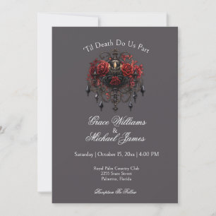 Invitation Lustre gothique noir complexe avec Rose