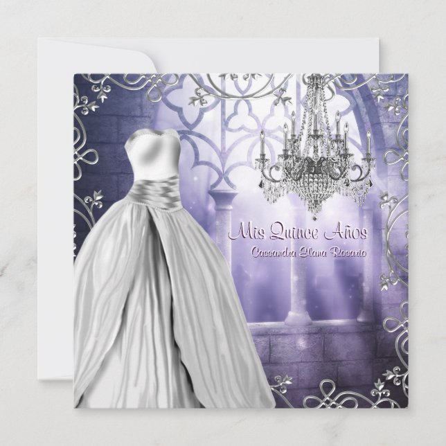 Invitation Lustre Lavande violette Quinceanera (Devant)