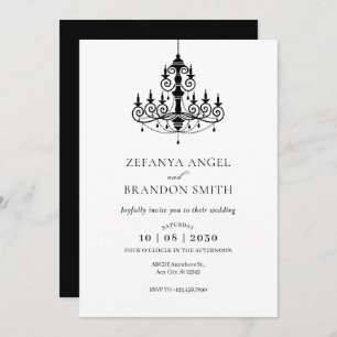 Invitation Lustre minimaliste noir et blanc mariage