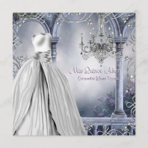 Invitation Lustre Quinceanera de rose de pourpre de lavande