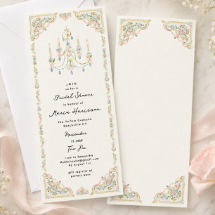 Invitation Lustre Rococo Aquarelle pour Baby Shower de Mariée