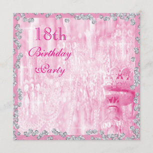 Invitation Lustre rose et diamants 18e anniversaire