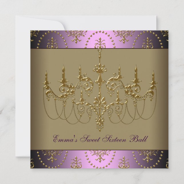 Invitation Lustre violet or Classy Sweet sixteen Ball (Devant)