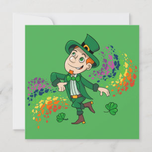 Invitation Lutins mignon heureux souriant dansant, un arc-en-