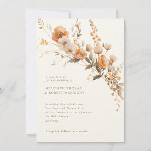 Invitation Luxe Automne Brown & Tan Fleur sauvage Mariage