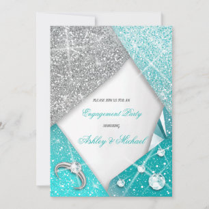 Invitation luxe chic classe turquoise bijoux en argent glorie