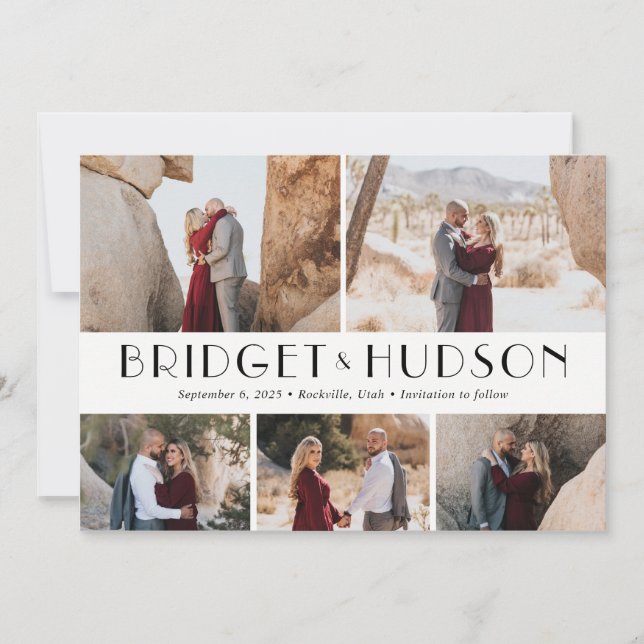 Invitation Luxe Collage Couleur modifiable Enregistrer La Car (Devant)